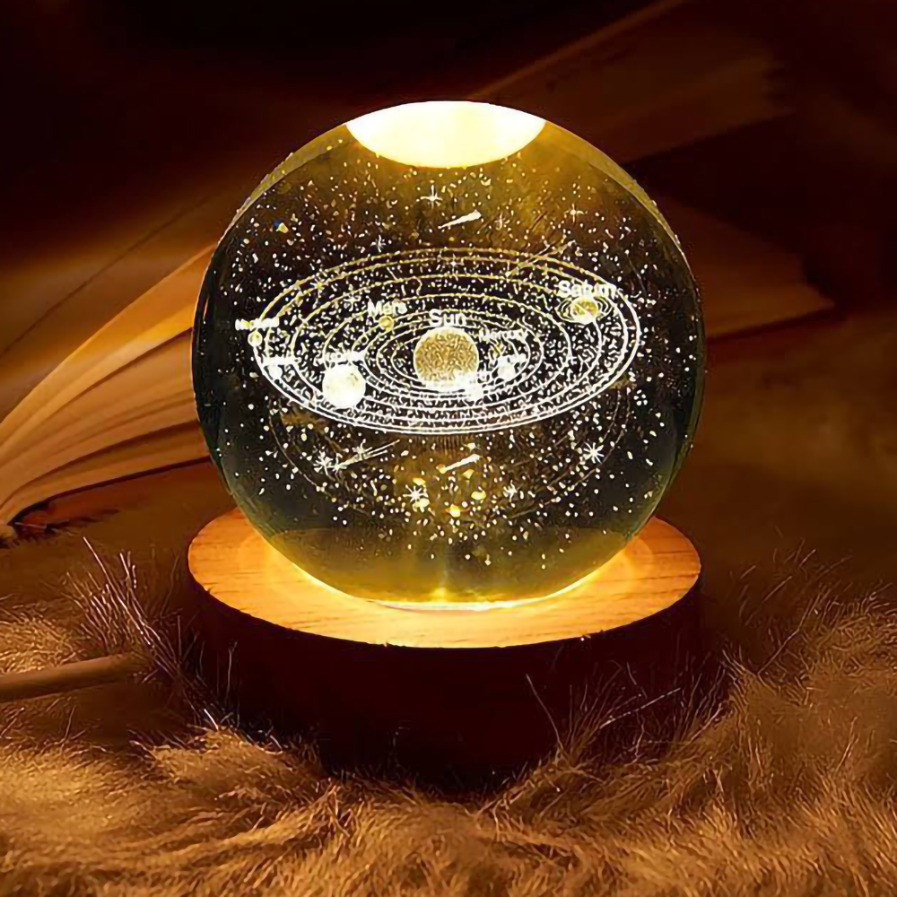 چراغ تزئینی مدل گوی کریستالی طرح منظومه شمسی