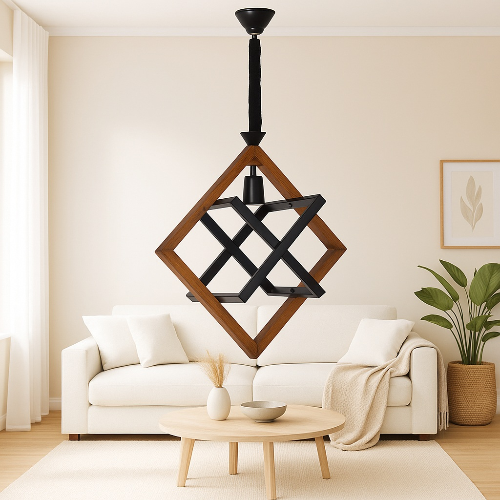 چراغ آویز شاهان تک مدل wood 4