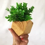 گلدان به همراه گل مصنوعی مدل چوبی هشت ضلعی کد 674 - تصویر 2