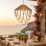 لوستر بافتنی مدل رافیا مخروطی مهره چوبی - تصویر 6