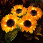 چراغ پارکی خورشیدی سولونیکس مدل گل آفتابگردان مجموعه 6 عددی - تصویر 4