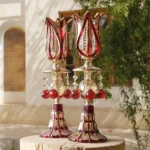 شمعدان مدل ترمه لاله مناسب برای شمع استوانه ای مجموعه 2 عددی - تصویر 2