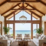 لوستر بافتنی مدل رافیا مخروطی مهره چوبی - تصویر 5