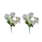 گل مصنوعی مدل بوته بابونه مجموعه ۲ عددی