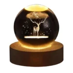 چراغ خواب مدل گوی شیشه ای 3D طرح گوزن کد M20