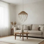 لوستر بافتنی مدل رافیا مخروطی مهره چوبی - تصویر 4